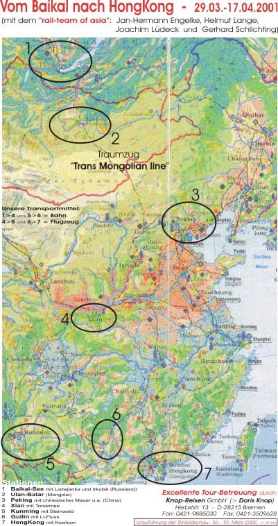 Tour-Stationen unseres Asien-Trips